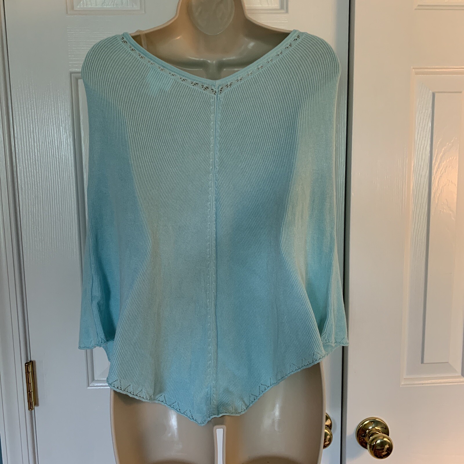 Women’s Knit Poncho Cape Shawl Wrap Shoulder Baby Blue One Size Fits All
