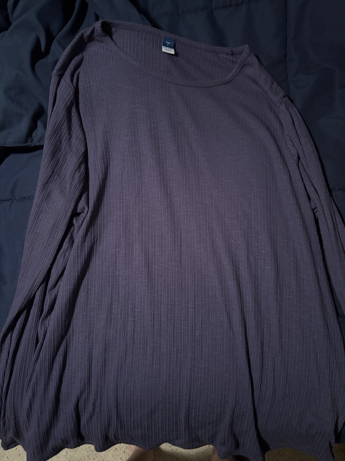 Old Navy Purple Solid Ribbed Knit Long Sleeve Crew Neck Pullover Top L