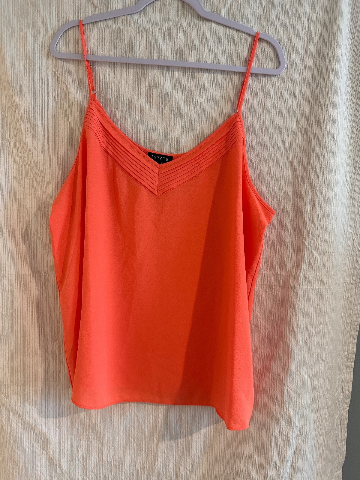 1.STATE XXL Coral Orange Pleated V-Neck Camisole Top Adjustable Straps