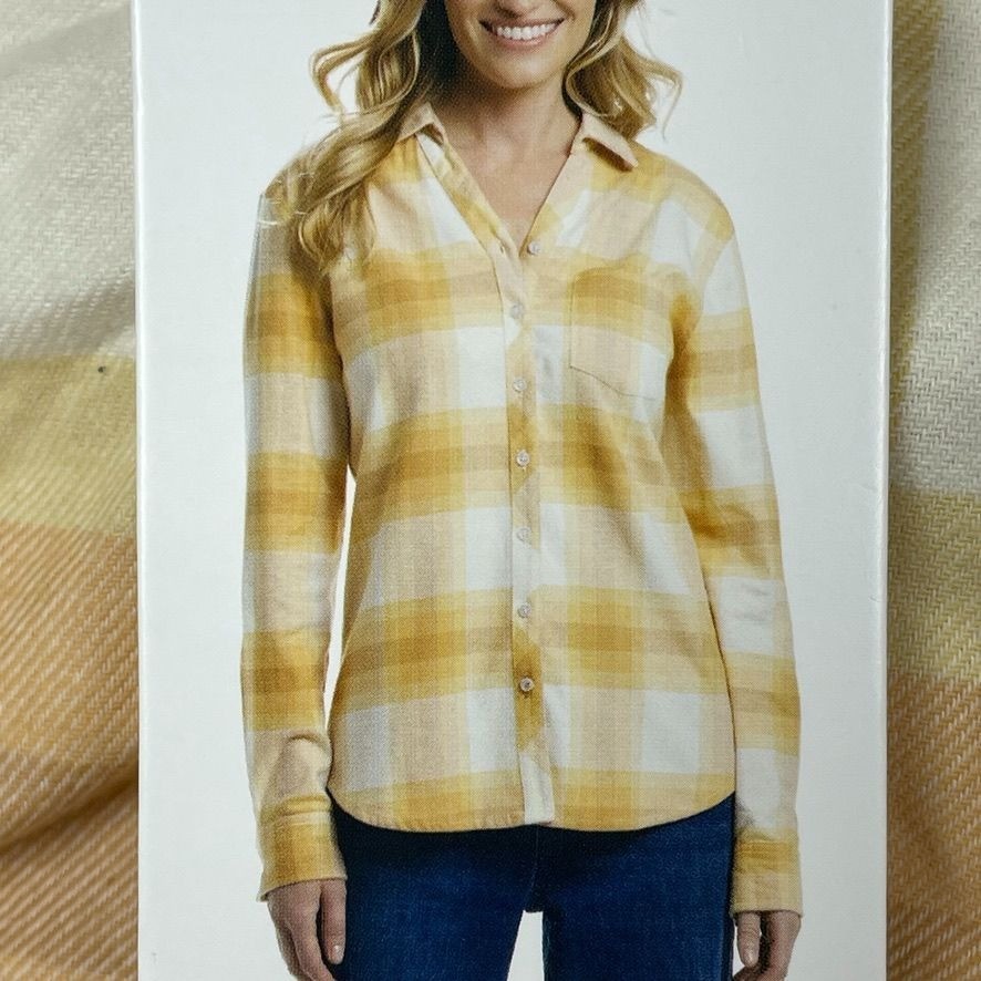 Weatherproof Vintage Womens Comfort Stretch Plaid Button Shirt M d0499