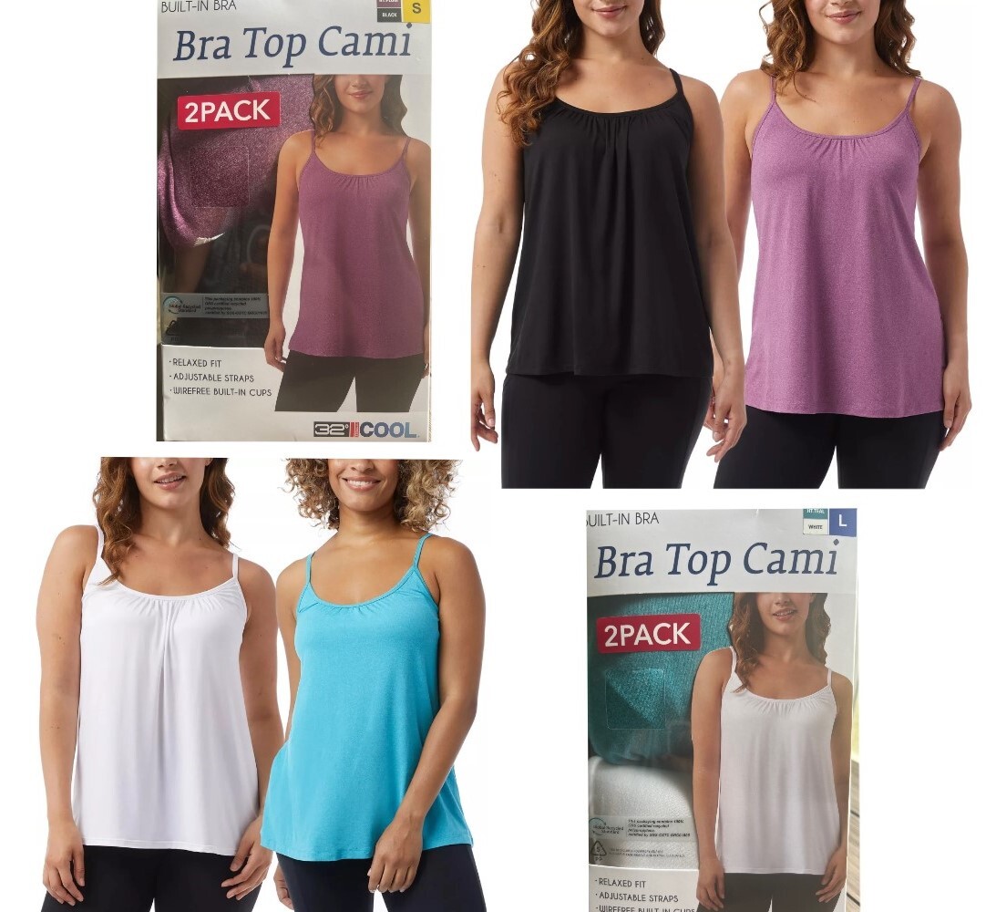 32 Degrees Ladies 2 Pack Bra Top Cami