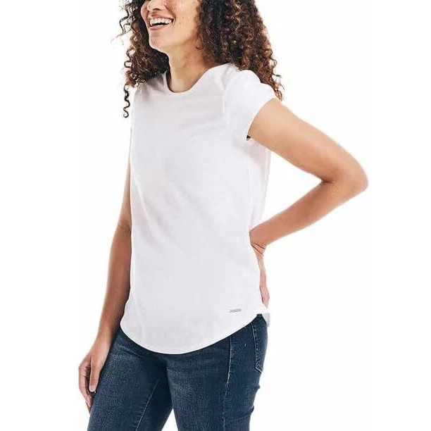 Nautica Women’s Cotton Blend Tee Round Neck Keyhole