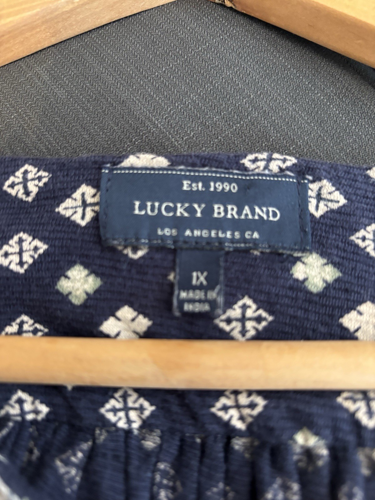 Lucky Brand Peasant Shirt Womens XL Boho Coastal Pullover Cotton/Linen Blend