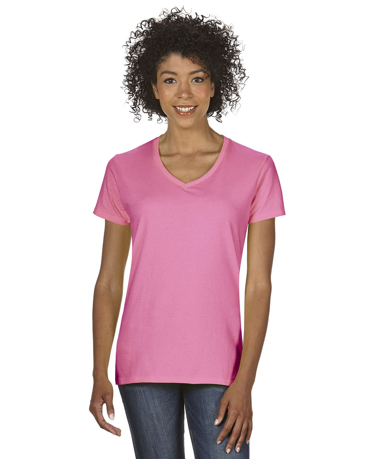 Gildan G500VL Ladies Solid Heavy Cotton Short Sleeve Plain Blank V-Neck T-Shirt