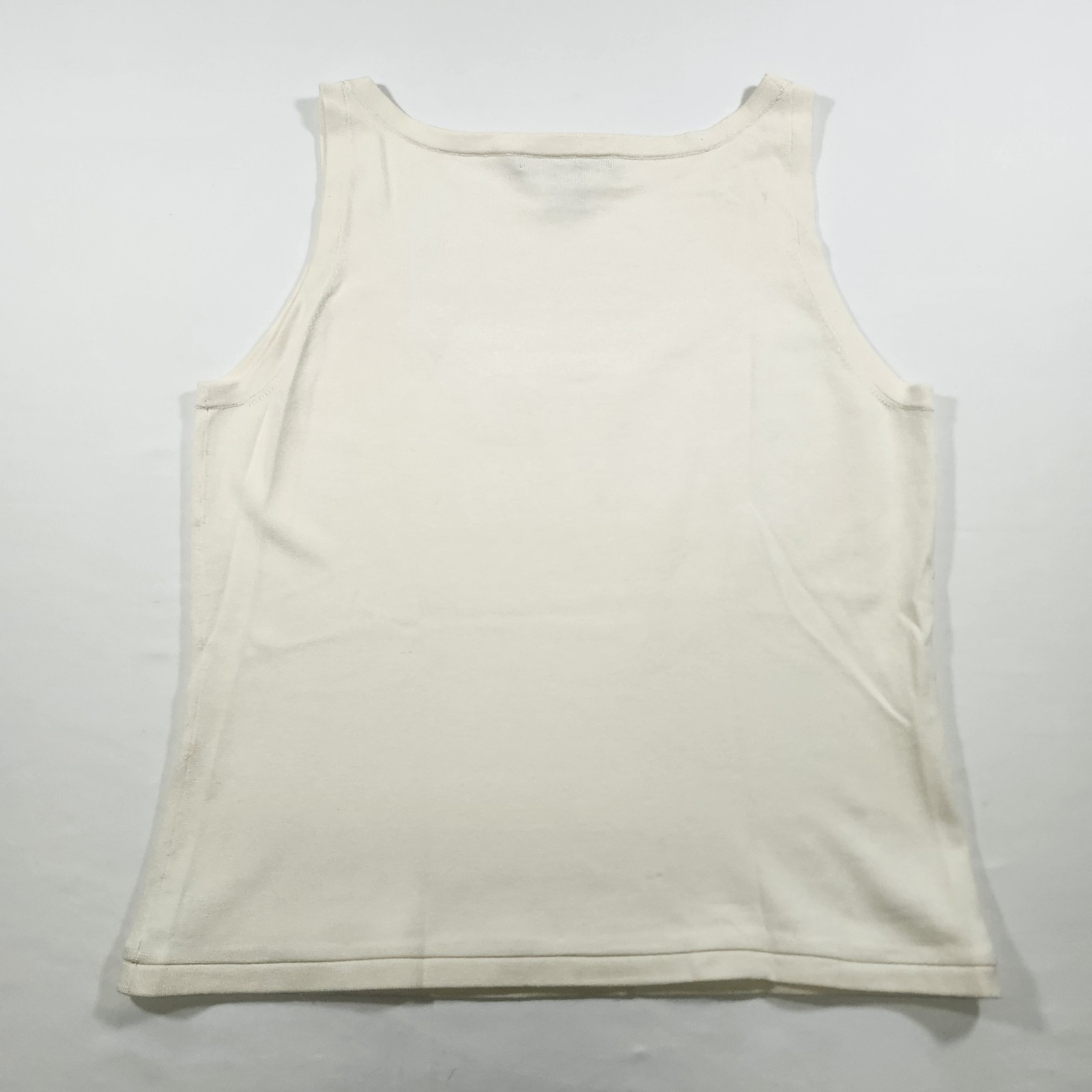 Ellen Tracy Womens Cream-Colored Knit Sleevless Cami Scoop Neck Silk Blend Large