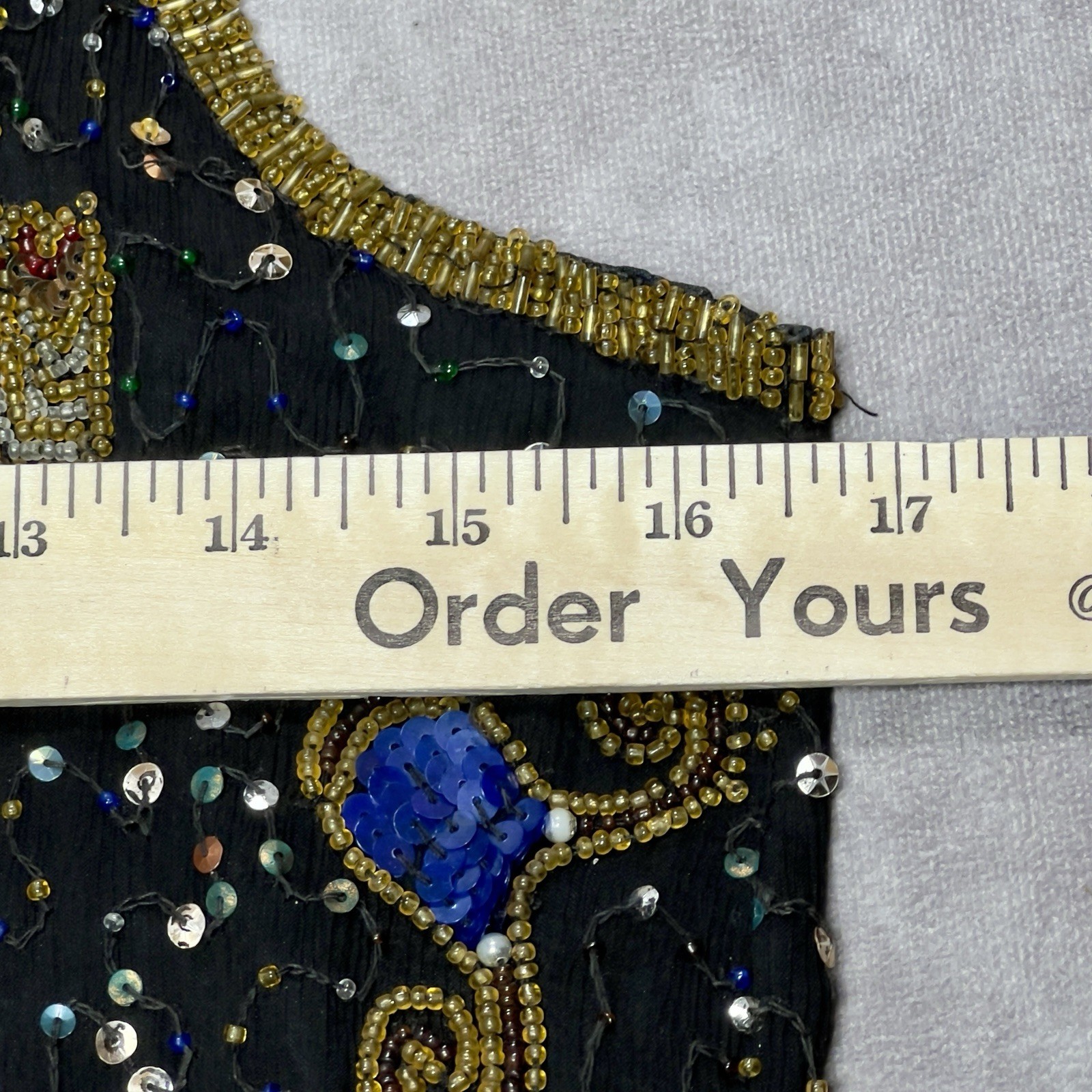 VTG Astrology Silk Beaded Sequin Top Womens M Zodiac Celestial Horoscope Whimsy