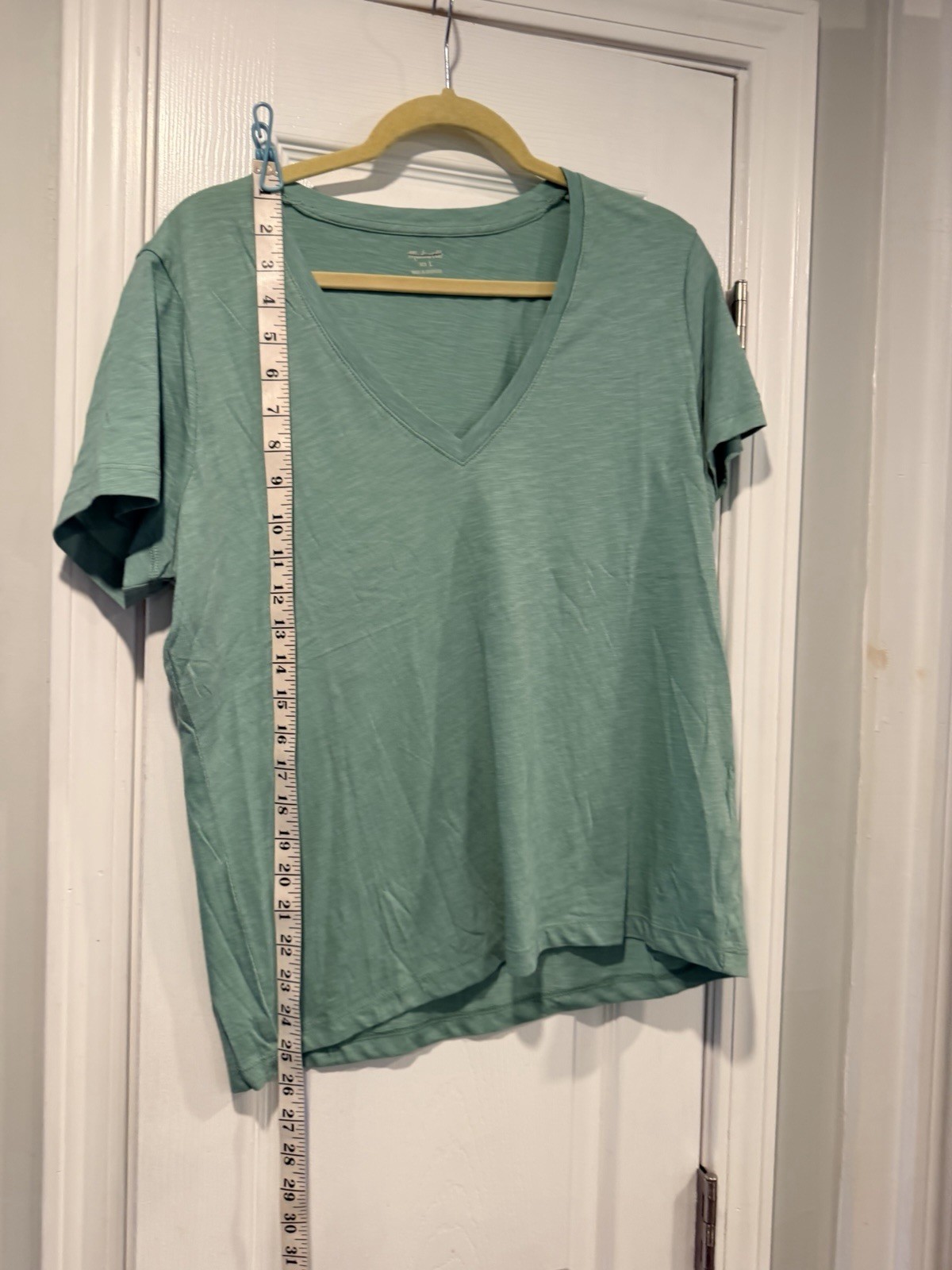 NWOT Madewell Size L Sage Green V Neck Short Sleeve Slub Cotton Tee Shirt