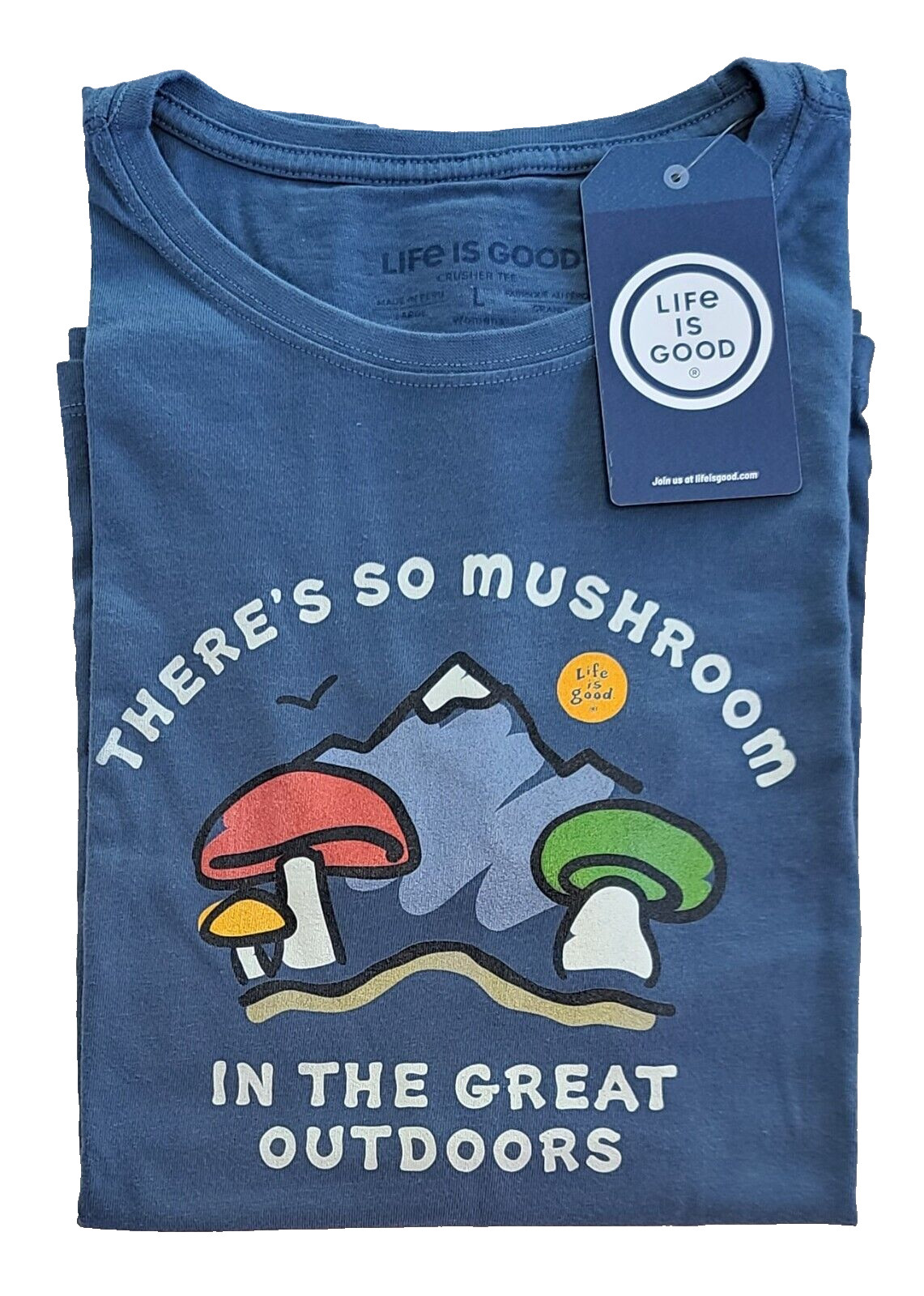 Life Is Good SS Shirt Crusher Tee SO MUSHROOM IN GREAT OUTDOORS Chest43 Womens L