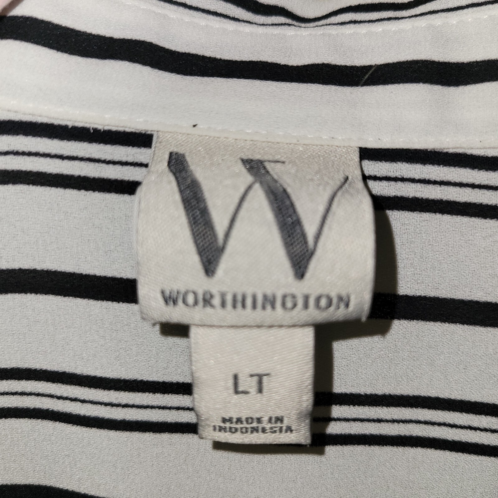 Worthington Dressy Top, Large Tall, White/Black Striped