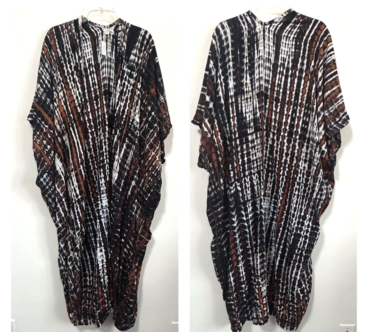 Suzie Blue Bali Kimono Open Front One Size Tie Dye Swim Cover Vacation Boho NEW