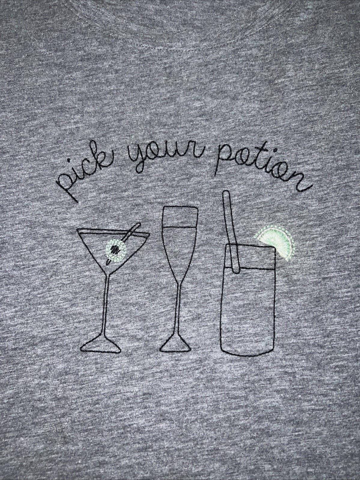 Lauren Conrad Pick Your Potion Tshirt Size L Grey Martini Champagne Drinks