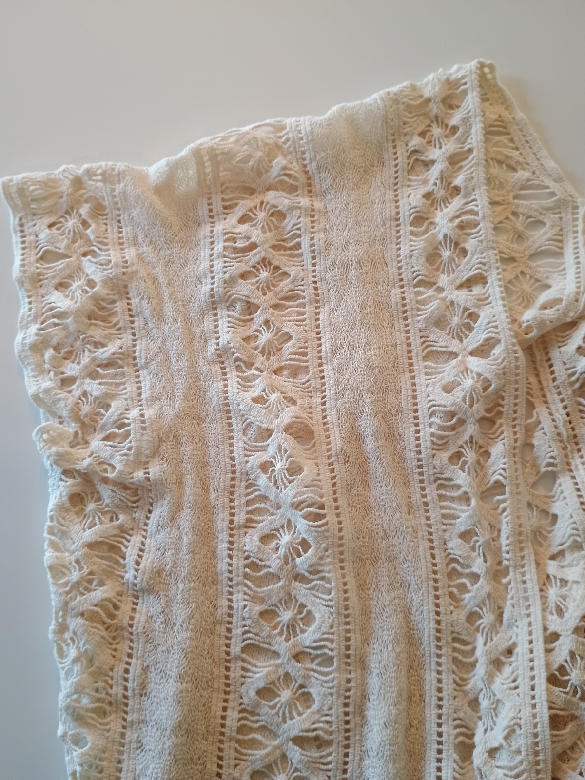 NEW En Creme Buckle BKE Open Front Ivory Crochet Cotton Kimono Top sz XS / S
