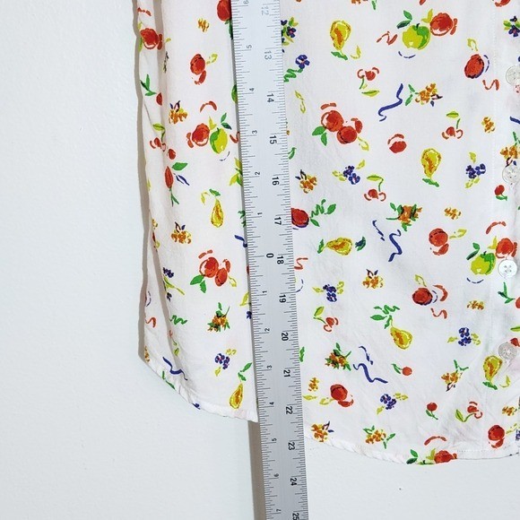 Cooper & Ella Multicolor Fruit Print Button Down Blouse Size Medium