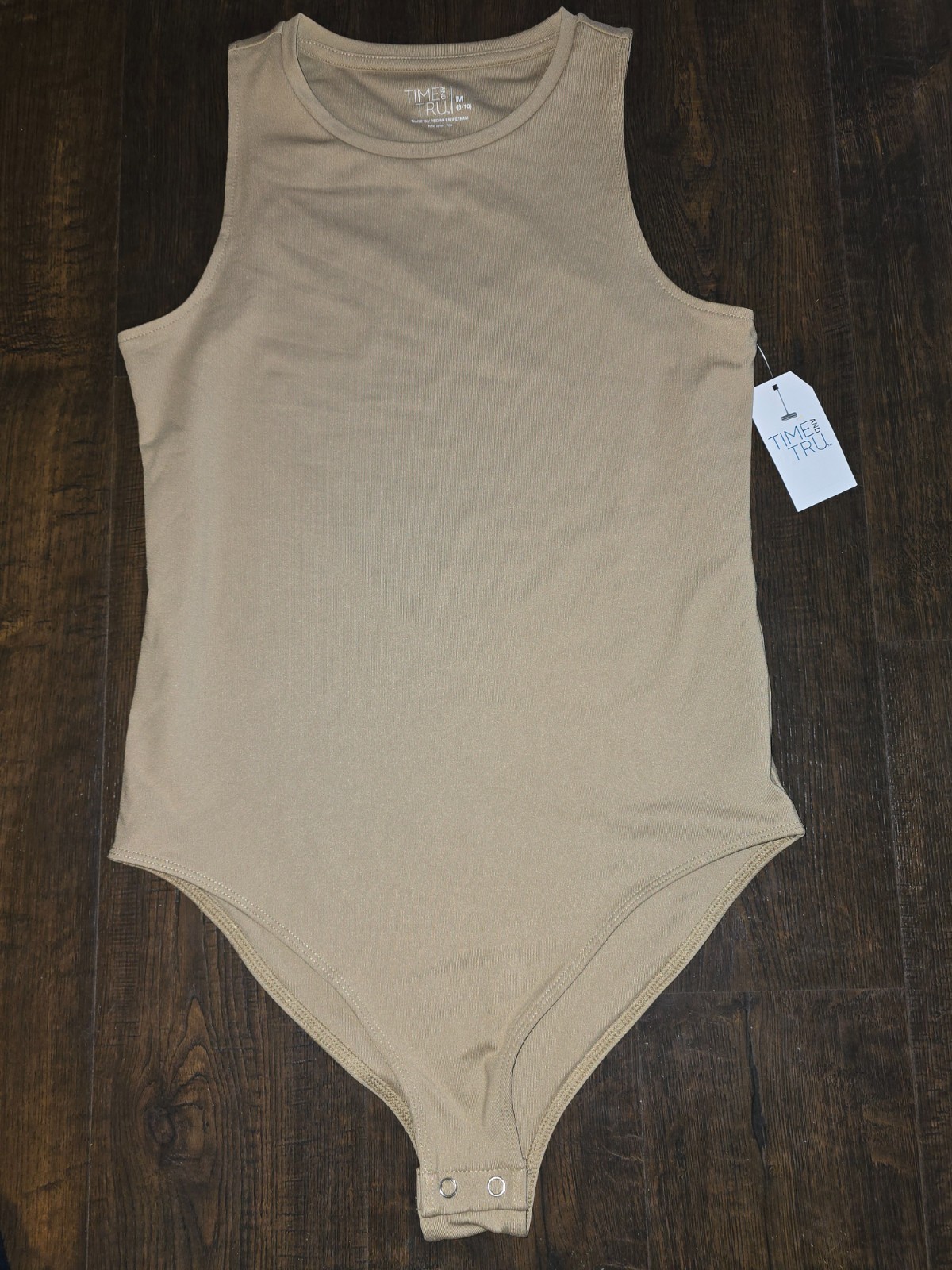 Time and Tru Women’s Sleeveless Bodysuit Sz M L XL XXL XXXL 8-22 Beige New *