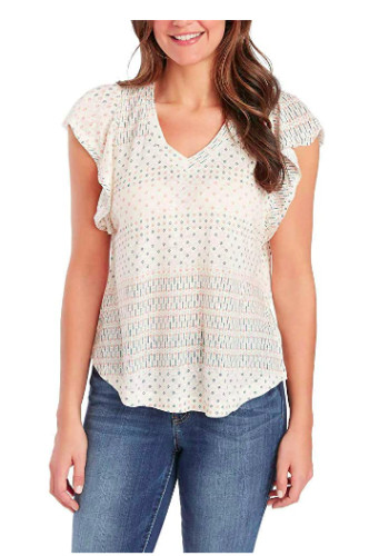 Ella Moss Women’s Short Sleeve V-Neck Linen Blend Top G31