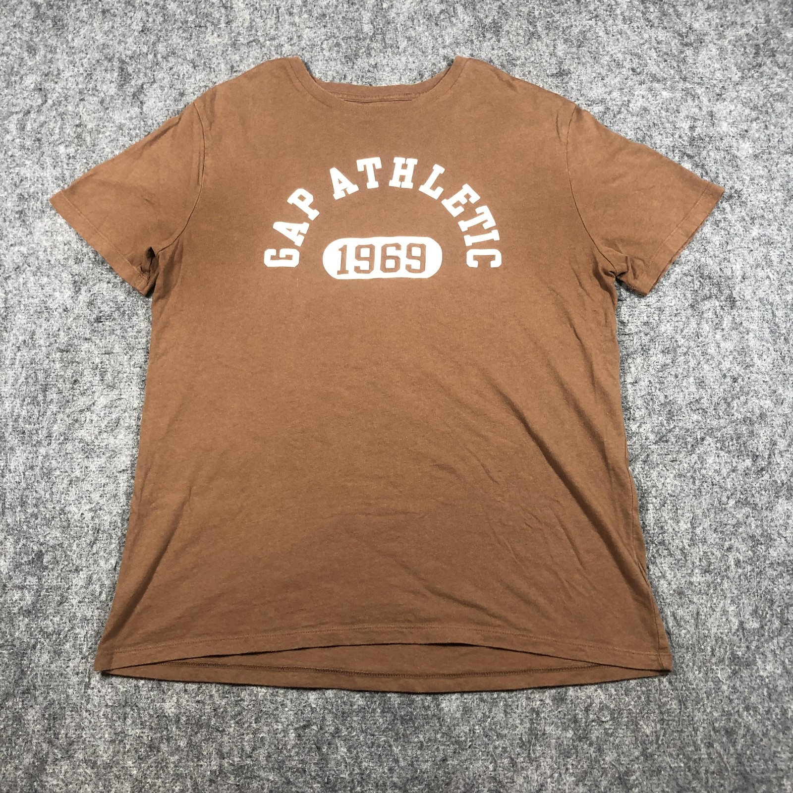 Gap Athletic 1969 Shirt Womens Medium Brown Graphic Tee Crewneck Logo Casual