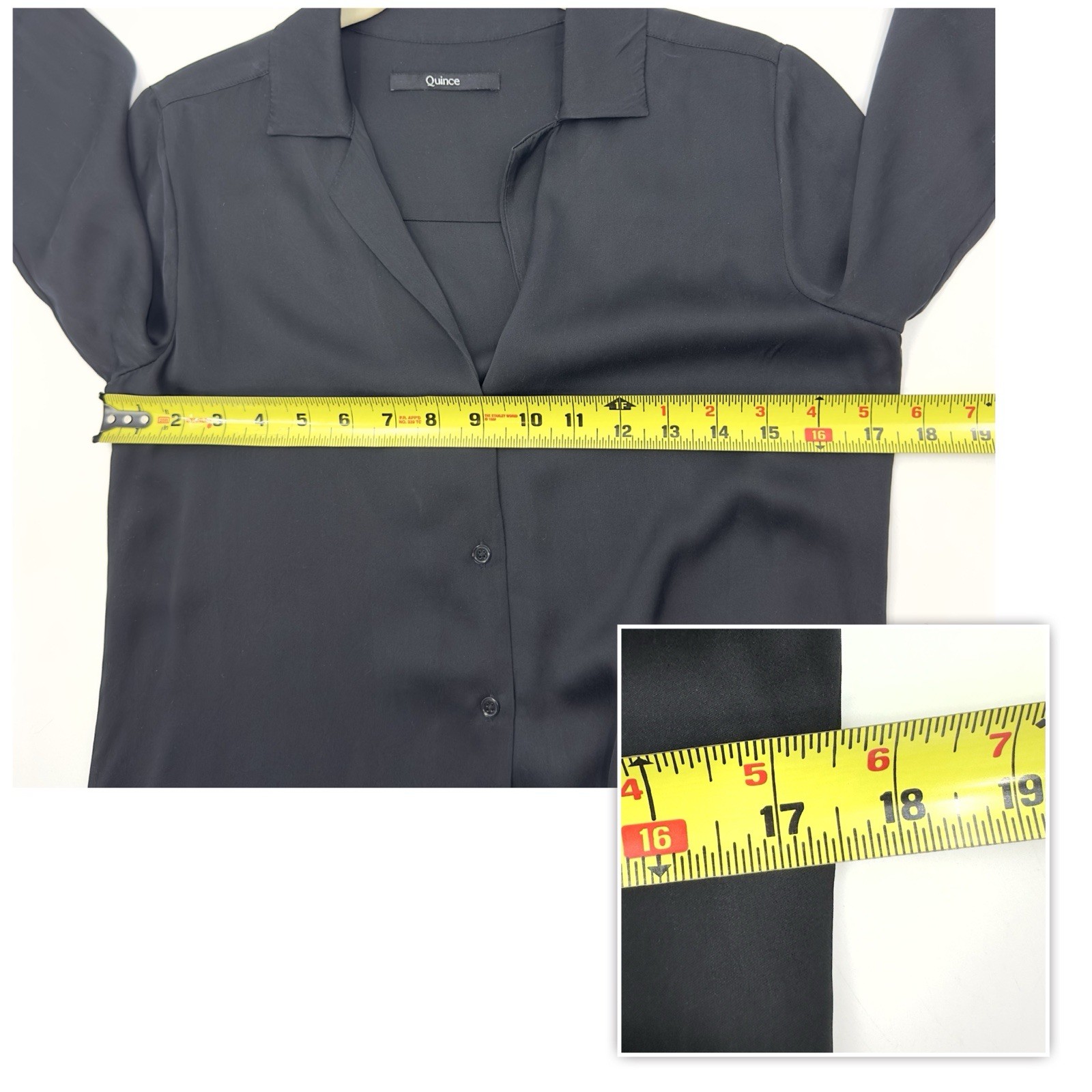 Quince Silk Button Down Shirt Womens XS Long Sleeve Minimalist Capsule Black Top