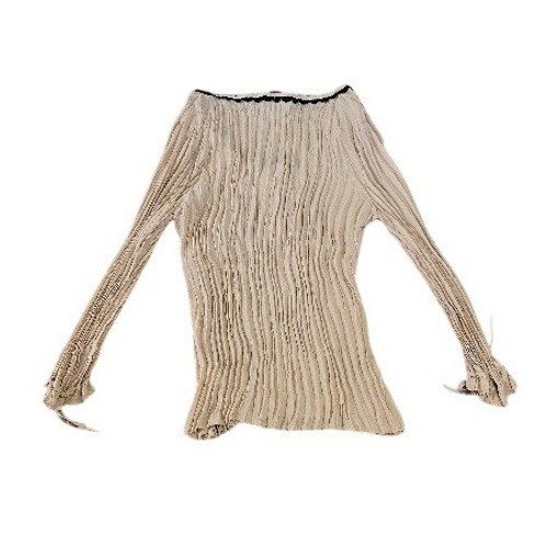 Allison Taylor Top Women Large Y2K Crinkle Beige Empire Waist Romantic Vintage