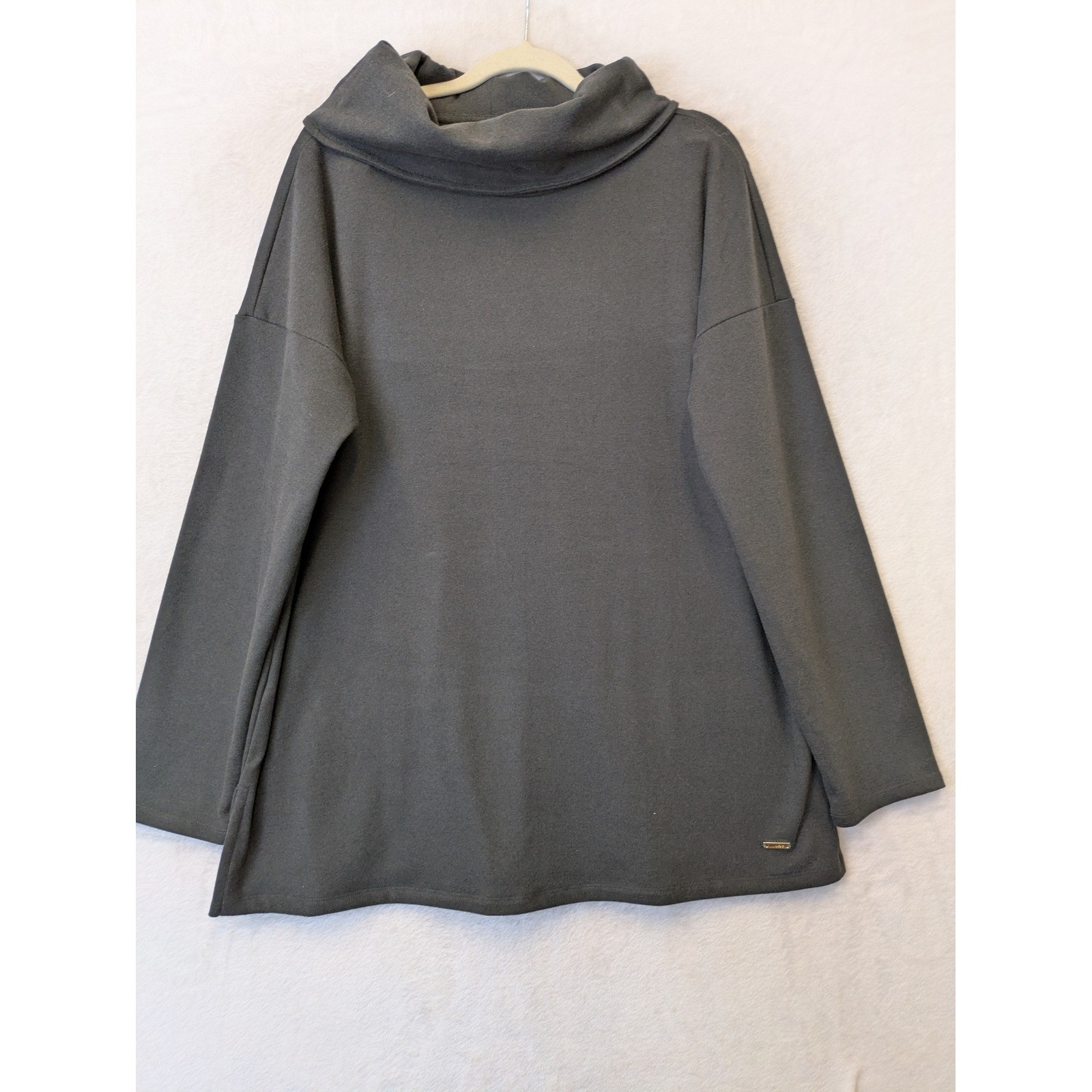 Jones New York Signature Women’s Size L Black Heather Cowl Neck Tunic Sweatshirt