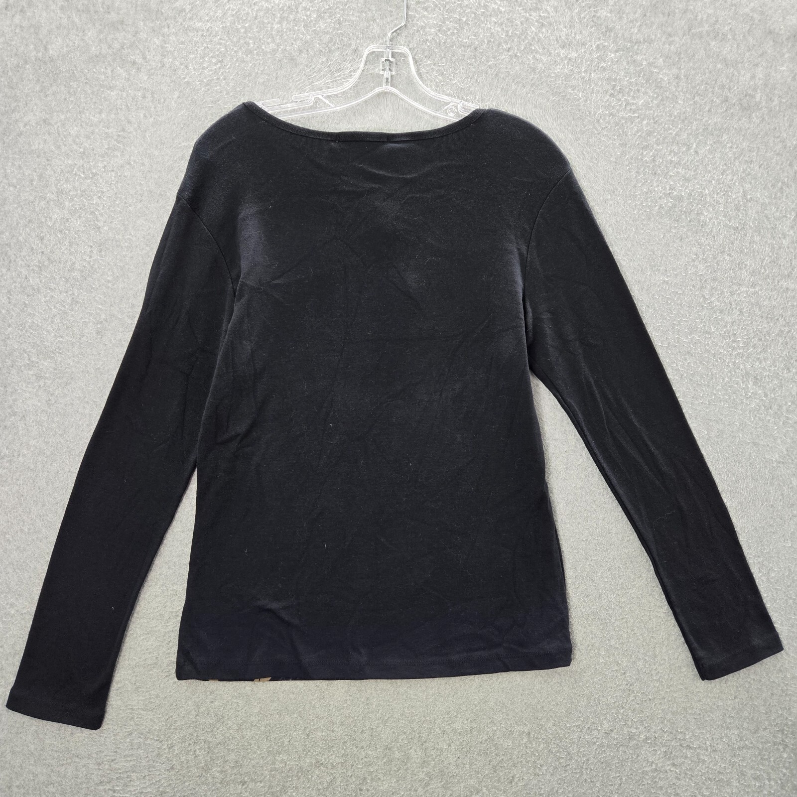 Susan Lawrence Women Top Large Black Shirt Happy Holidays Studded Christmas NWT