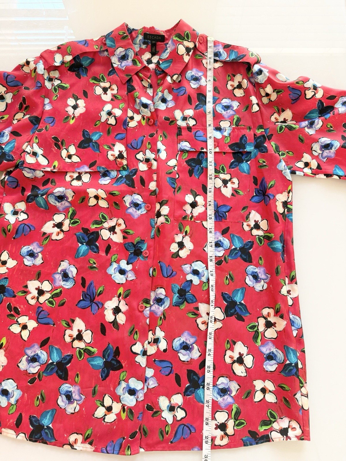 ESCADA Resort 2019 Floral Silk Blouse Oversized Women’s Sz 36 US 4-6 New