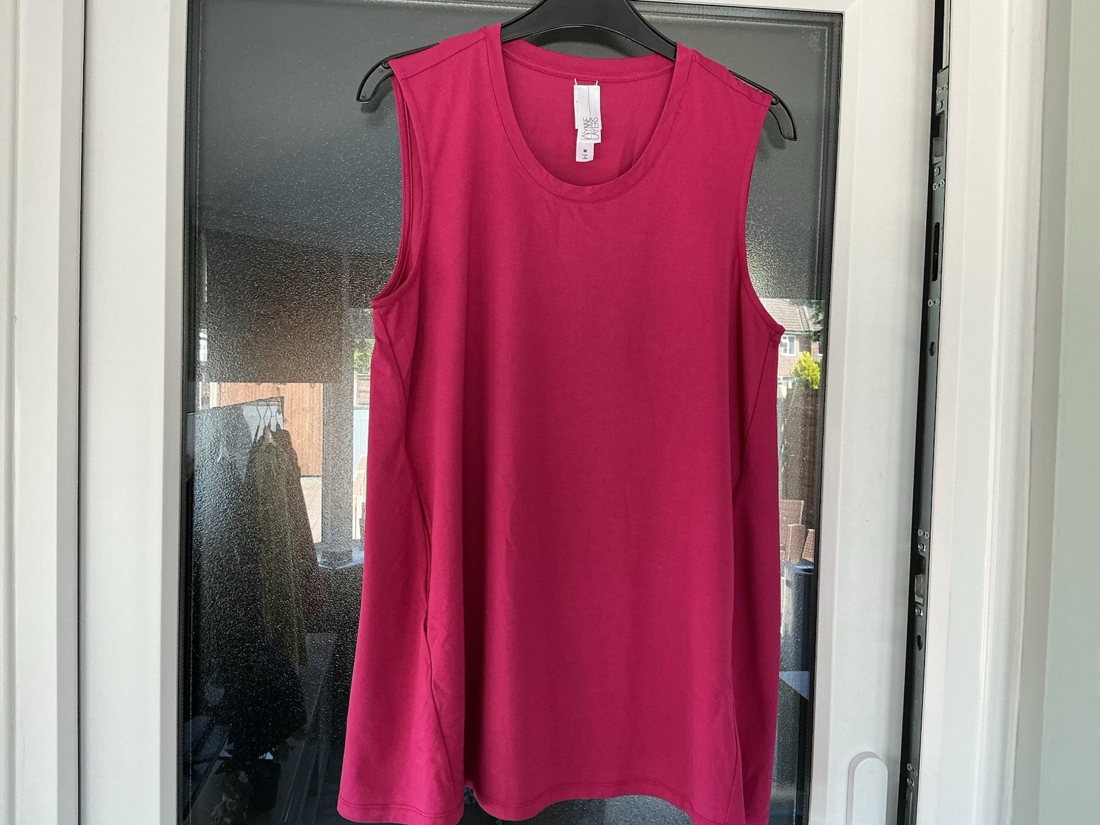 WynneLayers Women’s Sorona Jersey Knit Butterfly Tank Size Medium Magneta