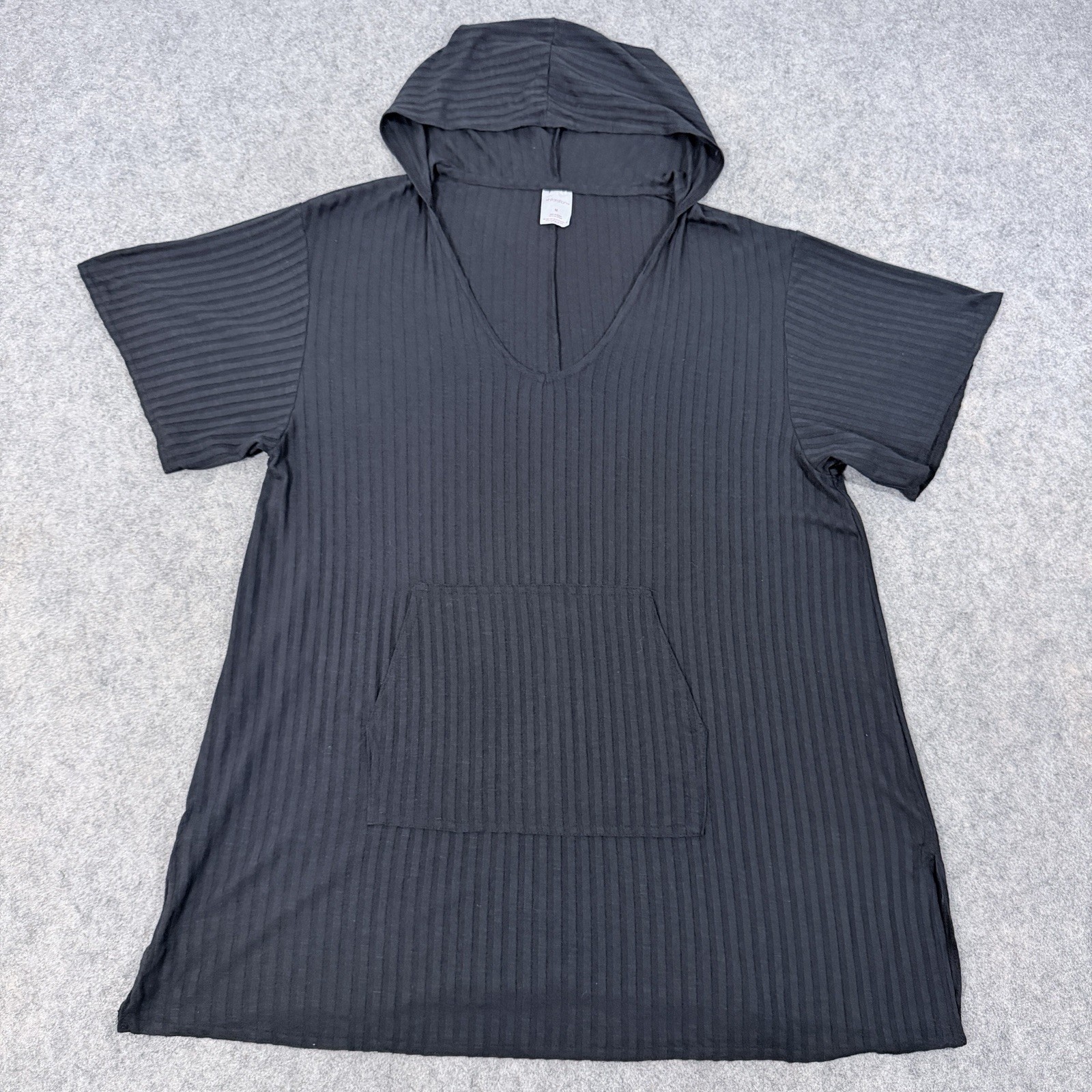 Xhilaration Lightweight Short Sleeve Hooded Blouse Fit Women’s Size Medium Black