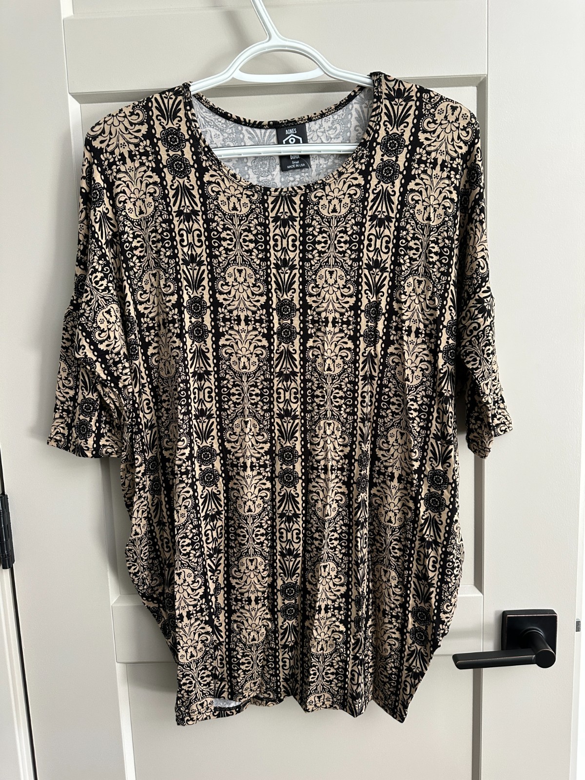 Agnes & Dora Black & Cream Woman Dolman Tunic Size Small S NWT