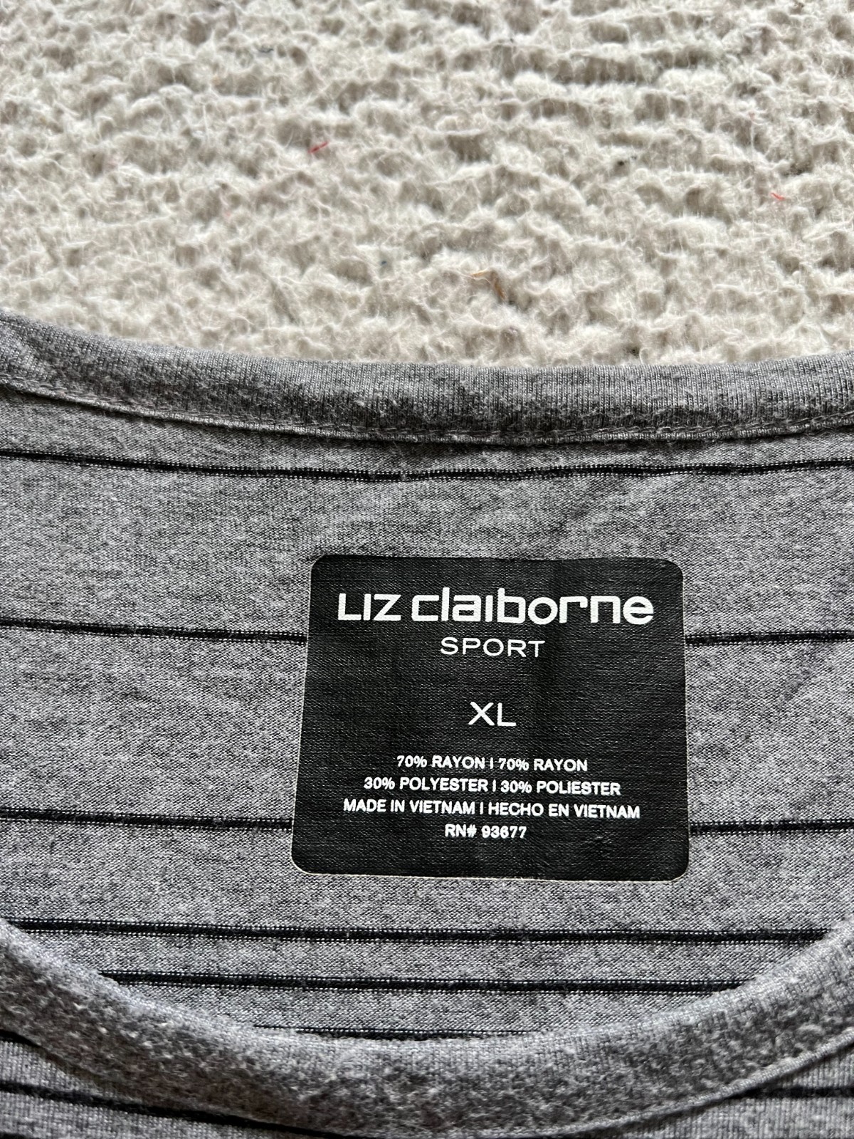 Liz Claiborne Sport Women Striped Short Sleeve Crew Neck Blouse Gray Size XL