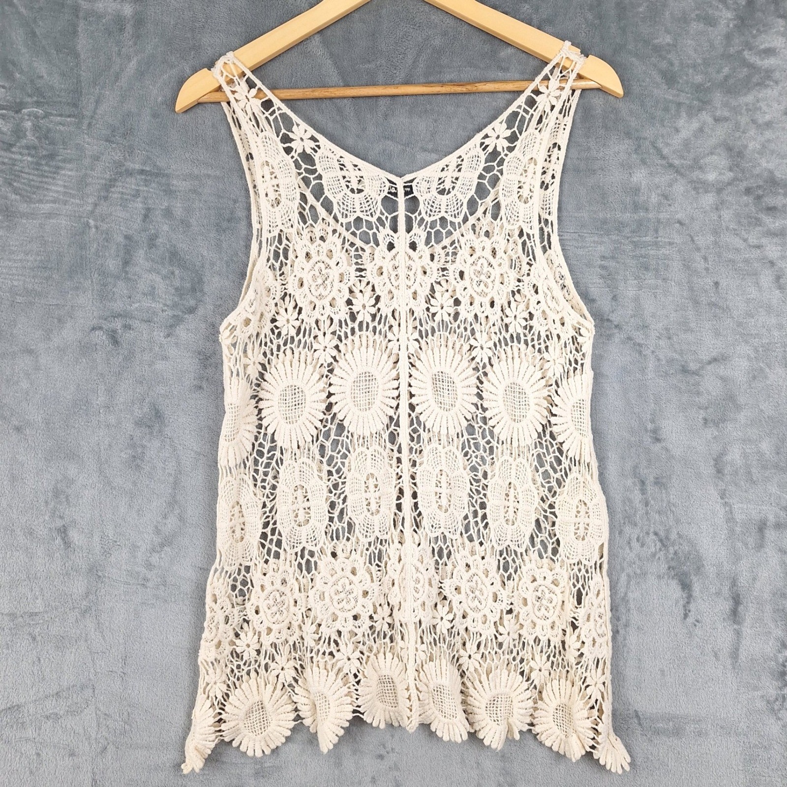 Marci Top Large Boho Crochet Fairy Beach Festival Sheer Coastal Cottage Hippie