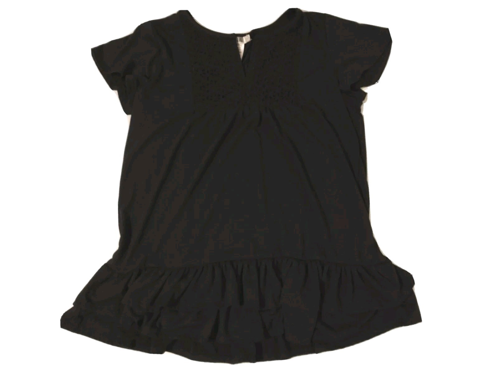 Isela Top Women’s Small Short Sleeve Ruffled Hem Blue