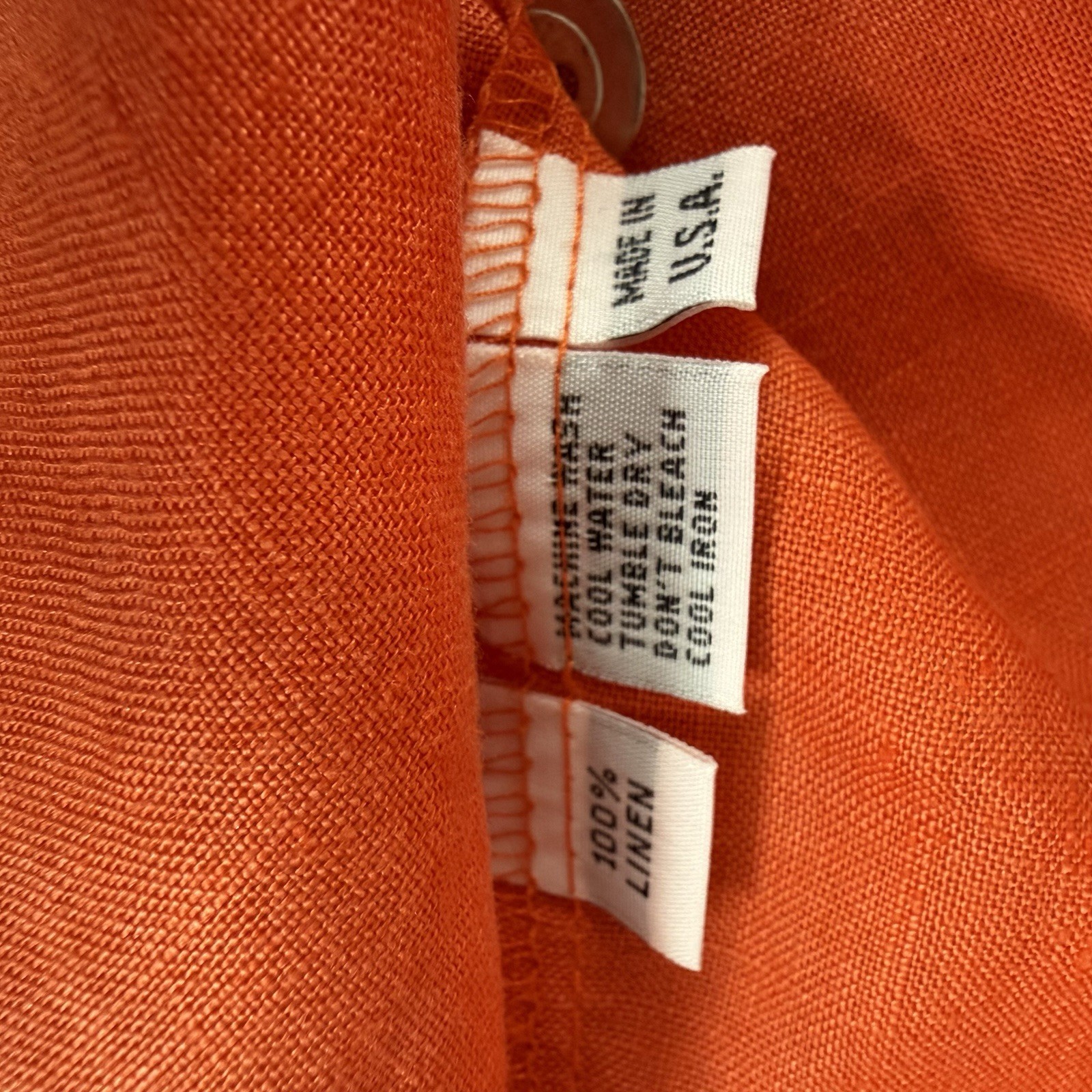 Planet Lauren G Linen Top Womens OS Orange Linen Button Boxy
