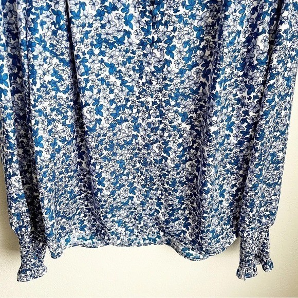 COOPER & Ella Blue Ditsy Floral Button Down Pleasant Blouse S