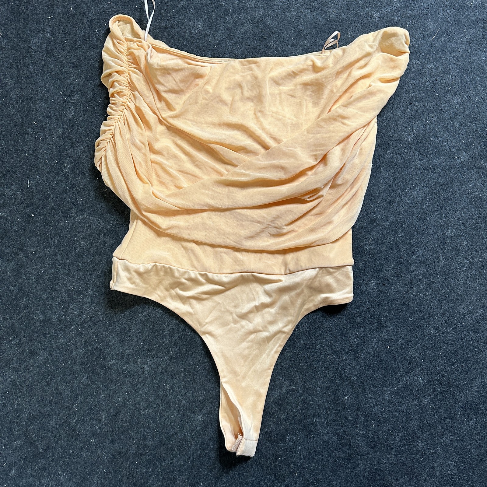 AFRM Bodysuit Women’s Peach Fuzz Strapless Ruched Mesh Drape, Size M