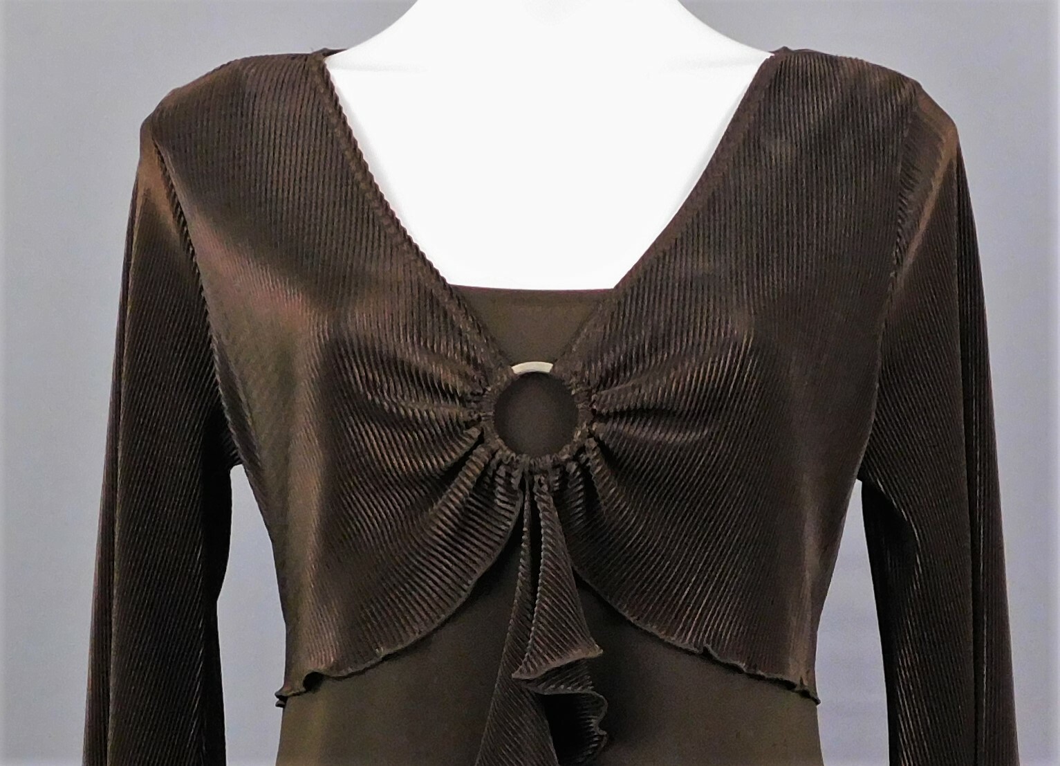 CATO Women Shirt, Size M, Brown, 95% Polyester, 5% Spandex