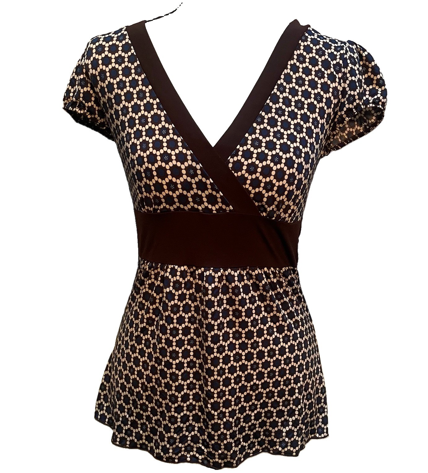 A’Gaci Y2K Geometric Babydoll Top S Whimsygoth Officecore Indie Boho Tie Back