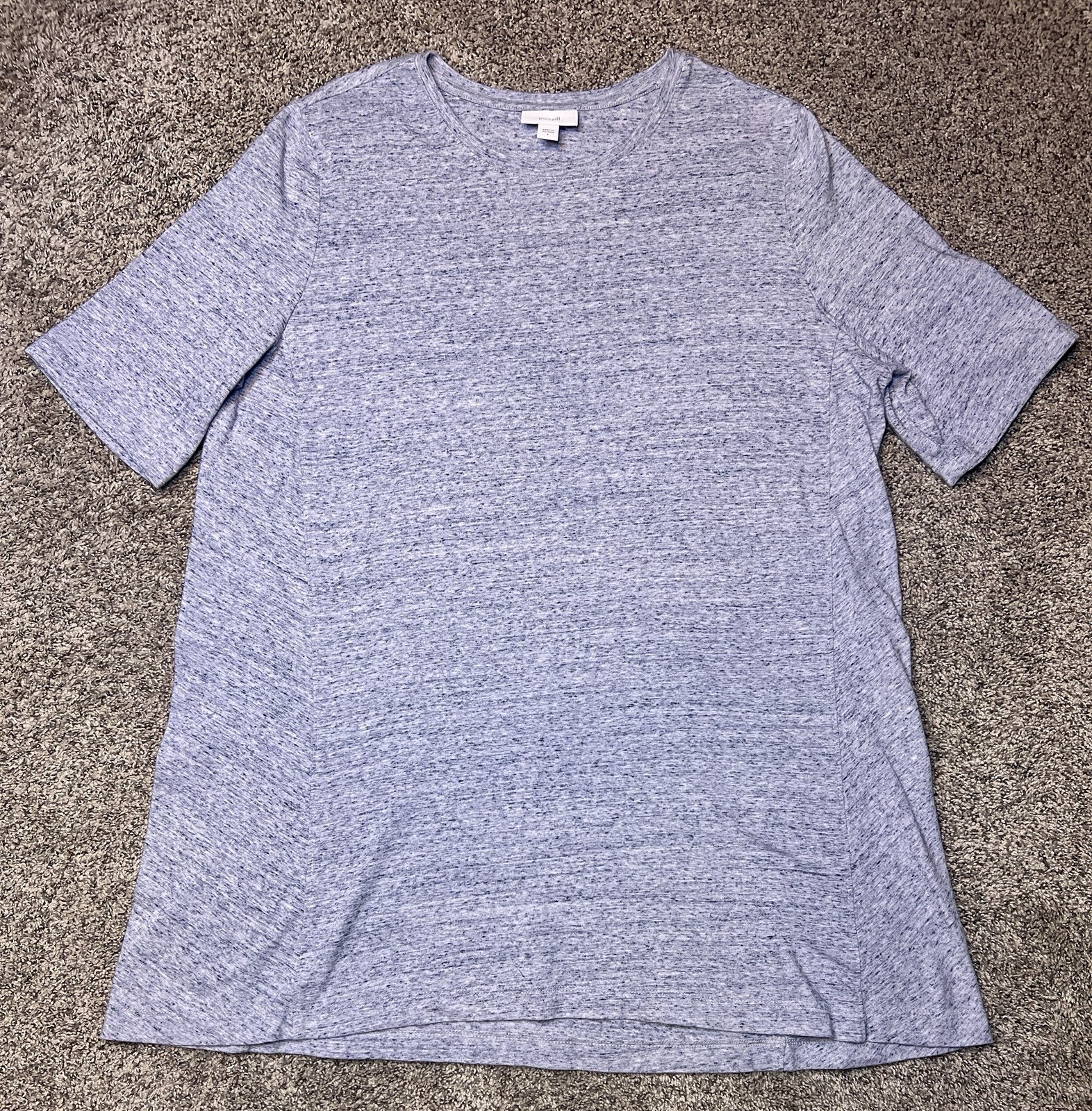 J Jill LARGE Tunic Tee Top Pure Jill Heather Blue Gray Knit Short Sleeve Women