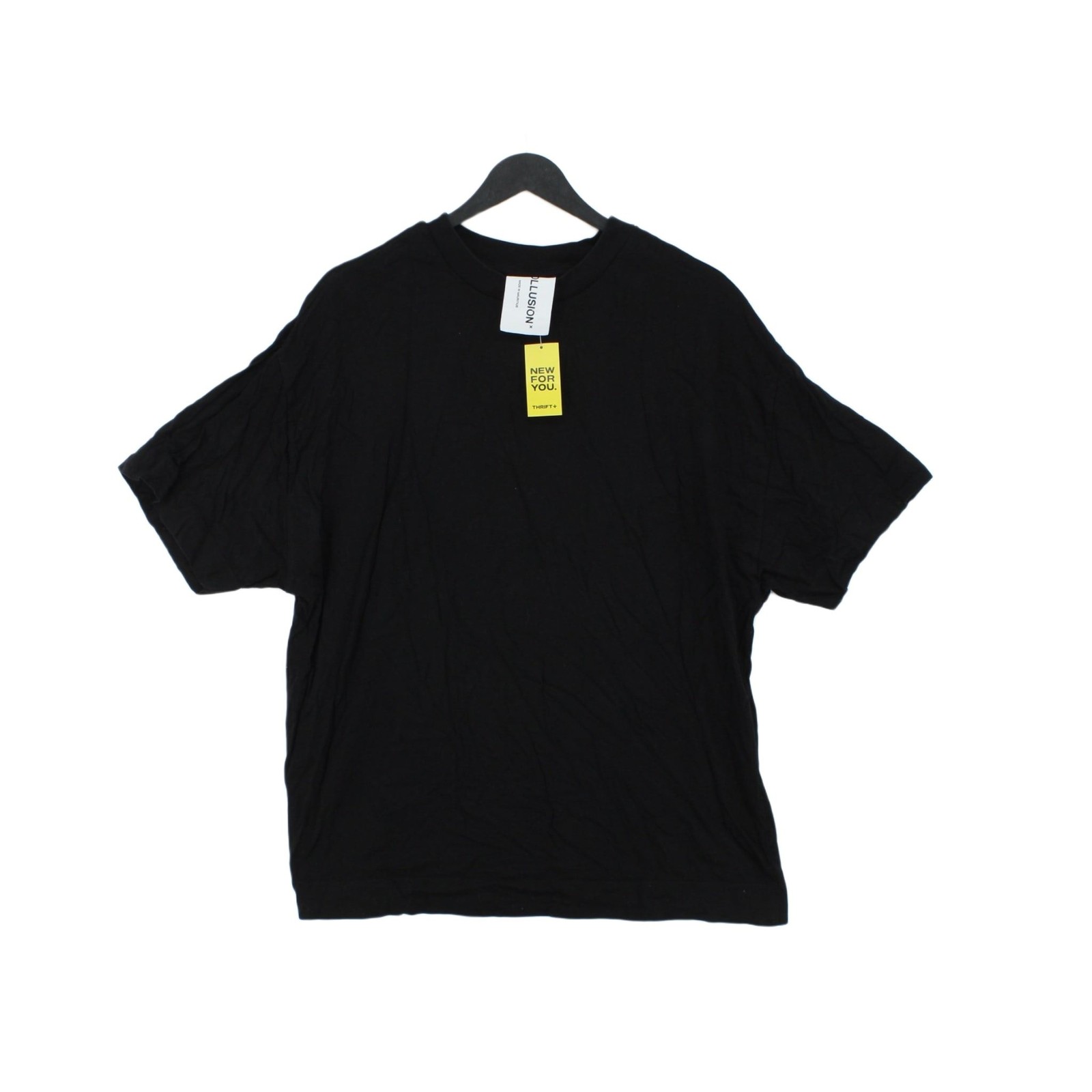 Collusion Women’s T-Shirt L Black 100% Cotton Short Sleeve Round Neck Basic