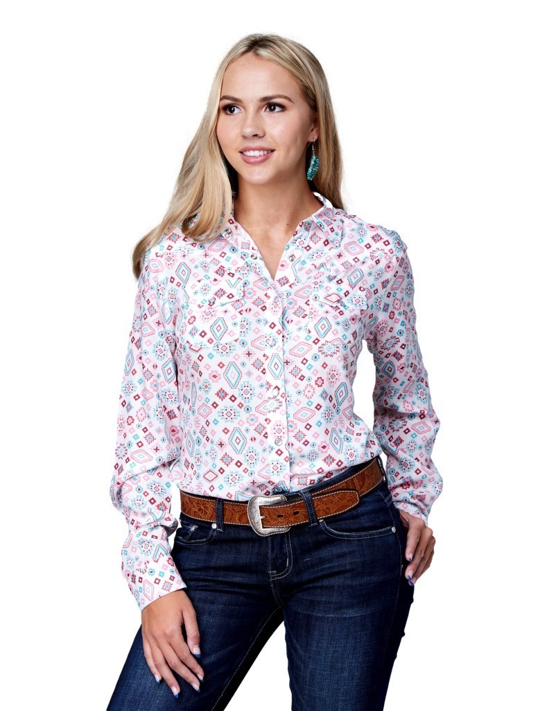 Roper Western Shirt Womens L/S Aztec L Multi-Color 03-050-0590-4009 MU