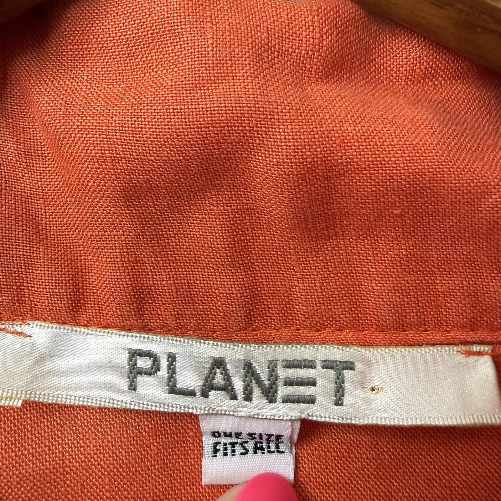 Planet Lauren G Linen Top Womens OS Orange Linen Button Boxy