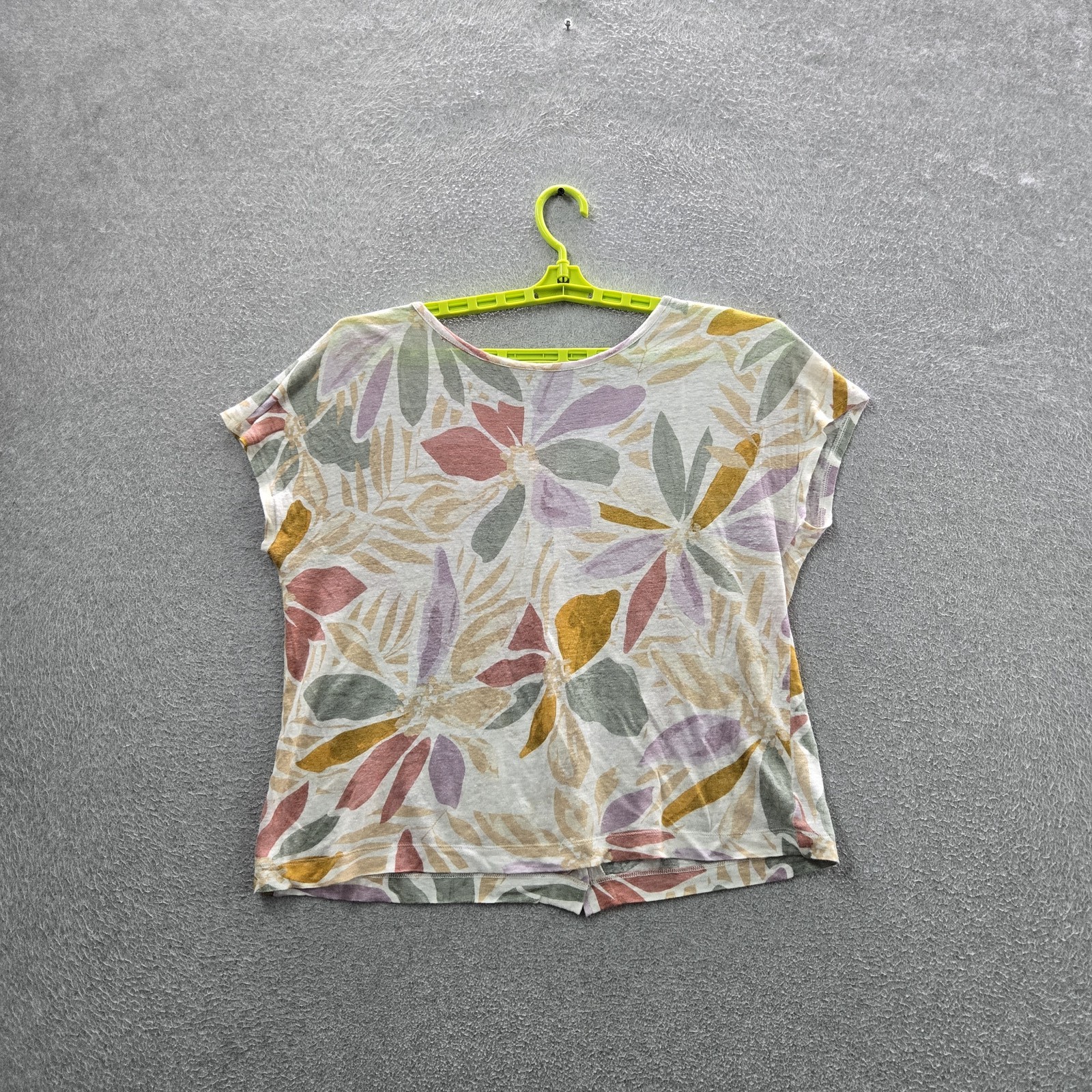 Nicole Miller New York Women Shirt M Multicolor Linen Floral Button Artsy Office