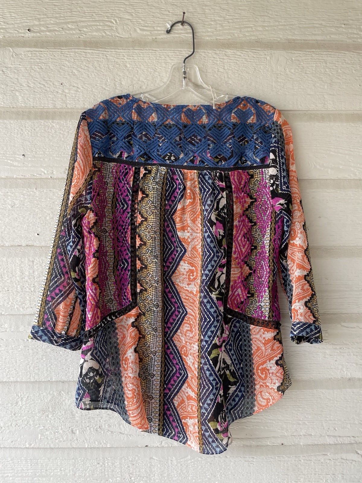 Anthropologie Vanessa Virginia Long Sleeve Colorful Button Down Blouse Woman’s 8