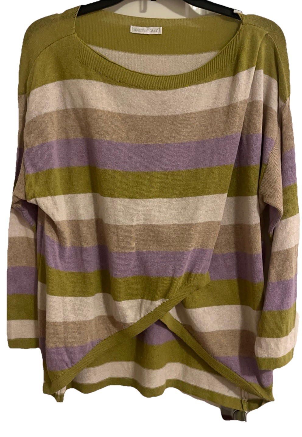 Made In Italy 100% Cotton Oversized Striped Sweater Lagenlook EUC b4
