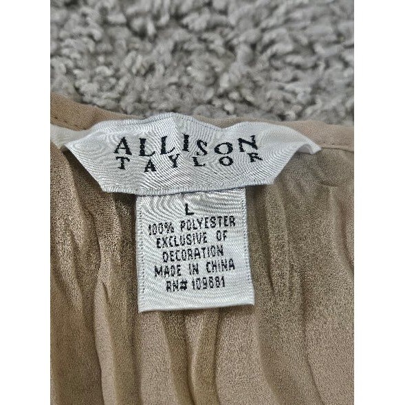 Allison Taylor Top Women Large Y2K Crinkle Beige Empire Waist Romantic Vintage