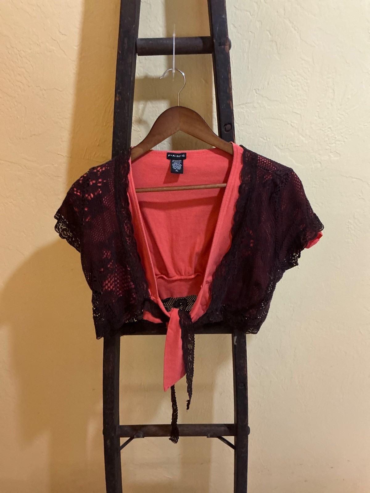 FANG VINTAGE TIE MID DRIFT SHORT SLEEVE SHIRT SIZE EXTRA LARGE