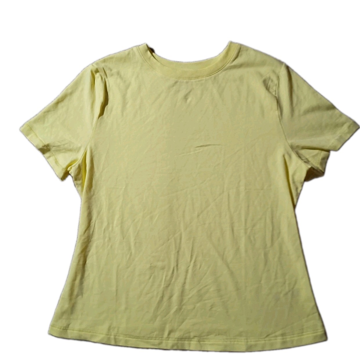 Scoop Womens Crew Neck T-Shirt XL 16-18 Yellow Short Sleeve Solid Tee Casual