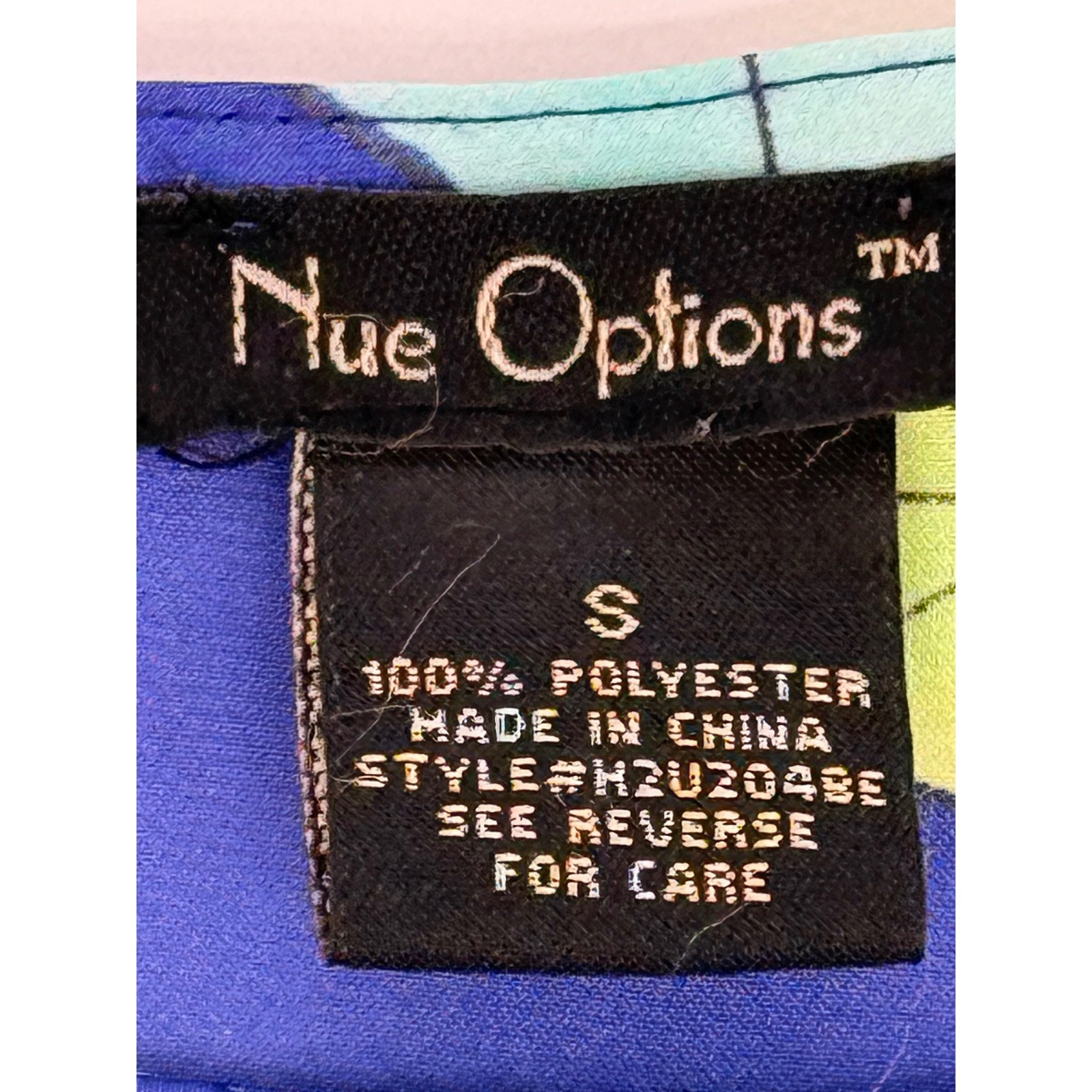 Nue Options Womens Blue Floral Split Sleeve Scoop Neck Blouse Top Sz S