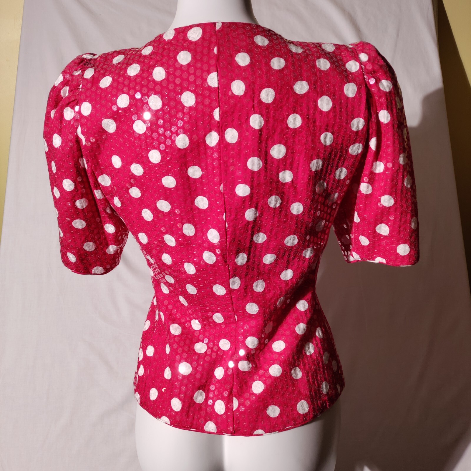 Rickie Freeman for Teri Jon Pink White Polka Dot Fun Vintage Size 4 100% Cotton
