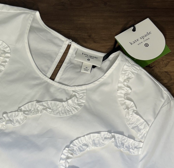 Ribbon Short Sleeve Blouse XL White – kate spade new york x Target NWT
