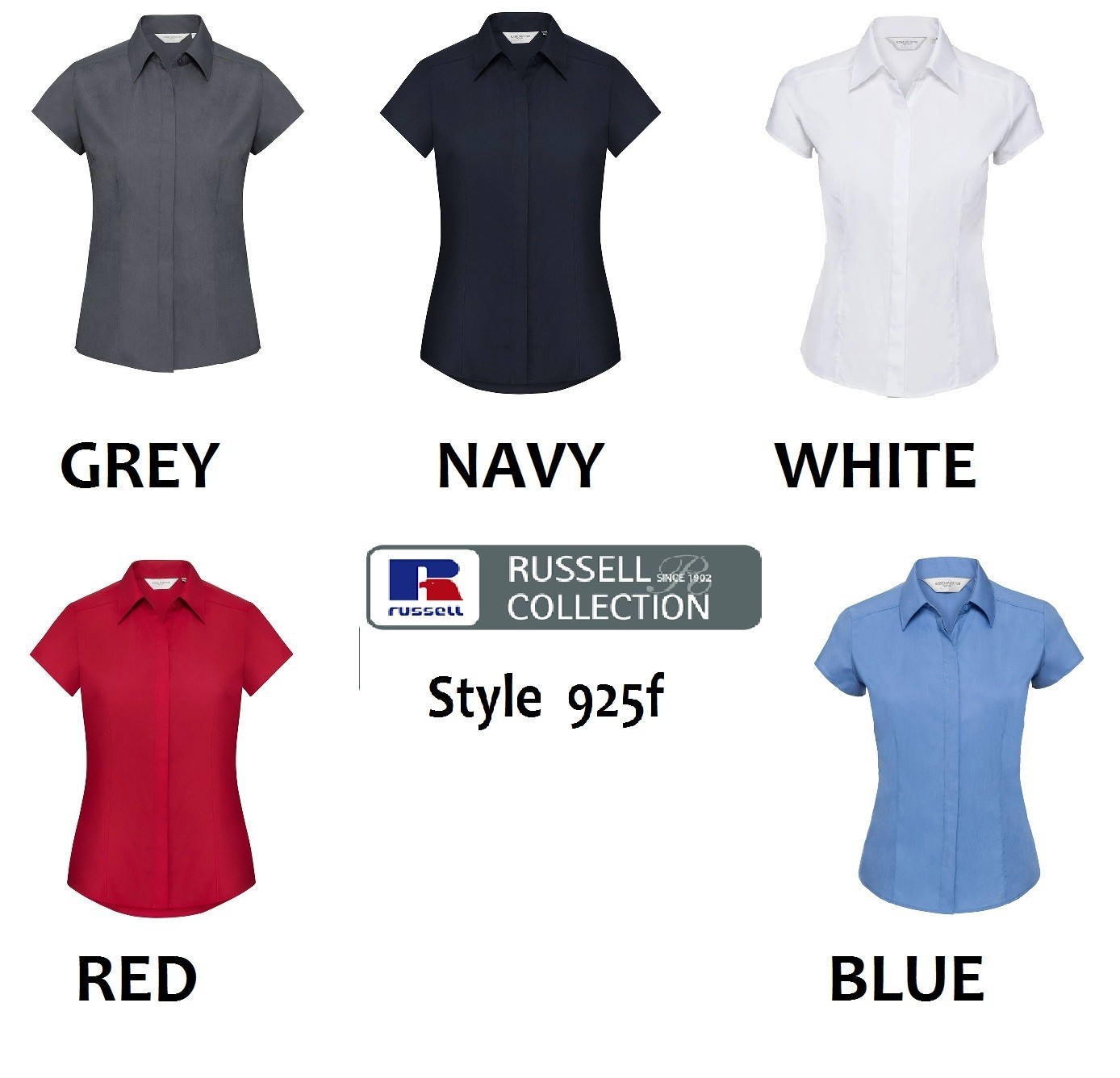 ladies short sleeve shirt, Russell shirt top, work, business casual, NEW 925f